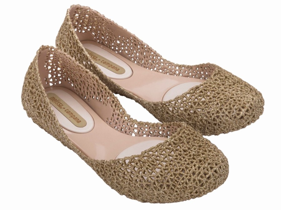 Bailarinas Melissa Campana Papel Glitter Mujer - Doradas - Argentina FQB-349152